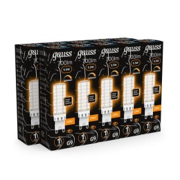 Лампа светодиодная Black 5.5Вт капсульная 3000К тепл. бел. G9 550лм керамика диммир. GAUSS 107309155
