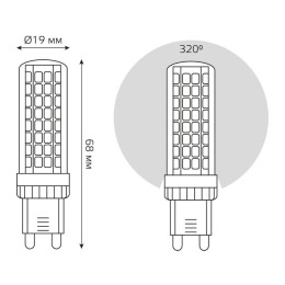Лампа светодиодная Black 5.5Вт капсульная 3000К тепл. бел. G9 550лм керамика диммир. GAUSS 107309155
