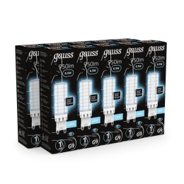 Лампа светодиодная Black 6.5Вт капсульная 4100К нейтр. бел. G9 700лм керамика GAUSS 107309206