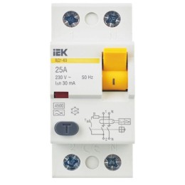 Выключатель дифференциального тока (УЗО) 2п 25А 30мА тип A ВД1-63 KARAT IEK MDV11-2-025-030