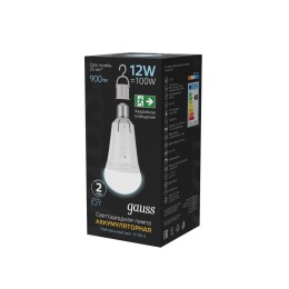 Лампа светодиодная Black 12Вт A80 грушевидная 4100К нейтр. бел. E27 900лм авар. аккум. Li-Ion GAUSS