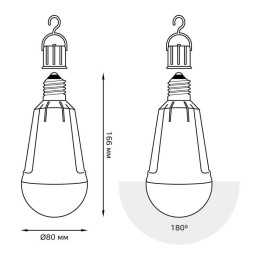 Лампа светодиодная Black 12Вт A80 грушевидная 4100К нейтр. бел. E27 900лм авар. аккум. Li-Ion GAUSS