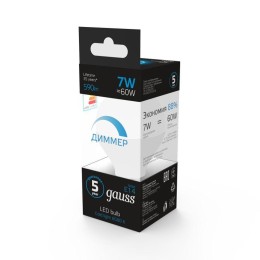 Лампа светодиодная Black 7Вт P45 шар 6500К холод. бел. E14 590лм диммир. GAUSS 105101307-D