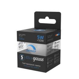 Лампа светодиодная Black 5Вт MR16 софит 6500К холод. бел. GU5.3 530лм диммир. GAUSS 101505305-D