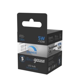 Лампа светодиодная Black 5Вт MR16 софит 6500К холод. бел. GU5.3 530лм диммир. GAUSS 101505305-D