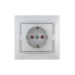 Розетка 1-м СП Mira 16А IP20 с заземл. защ. шторки со вставкой керамика сер. метал. LEZARD 701-1010-