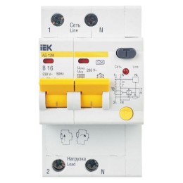 Выключатель автоматический дифференциального тока 2п B 16А 30мА тип A 4.5кА АД-12М KARAT IEK MAD12-2