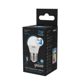 Лампа светодиодная Black 7Вт P45 шар 6500К холод. бел. E27 550лм шаг. диммир. GAUSS 105102307-S