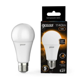 Лампа светодиодная Black 12Вт A60 грушевидная 3000К тепл. бел. E27 1140лм шаг. диммир. GAUSS 1025021