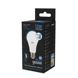 Лампа светодиодная Black 12Вт A60 грушевидная 6500К холод. бел. E27 1140лм шаг. диммир. GAUSS 102502