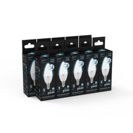 Лампа светодиодная Black 7Вт свеча 6500К холод. бел. E14 550лм шаг. диммир. GAUSS 103101307-S