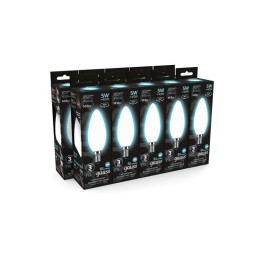 Лампа светодиодная филаментная Black Filament 5Вт свеча матовая 4100К нейтр. бел. E14 450лм GAUSS 10