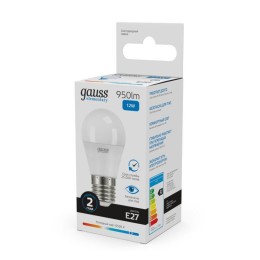 Лампа светодиодная Elementary 12Вт P45 шар 6500К холод. бел. E27 950лм GAUSS 53232