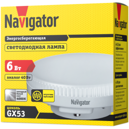 Лампа светодиодная 94 248 NLL-GX53-6-230-4K 6Вт таблетка 4000К нейтр. бел. GX53 460лм 220-240В Navig
