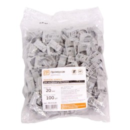 Держатель для труб (клипса) d20мм для монтажного пистолета в п/э сер. Промрукав PR13.0120