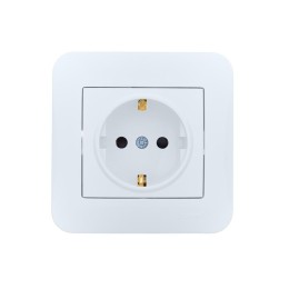 Розетка 1-м СП ASTI 16А IP20 с заземл. защ. шторки термопласт в сборе бел. LEZARD 7081-0202-124B