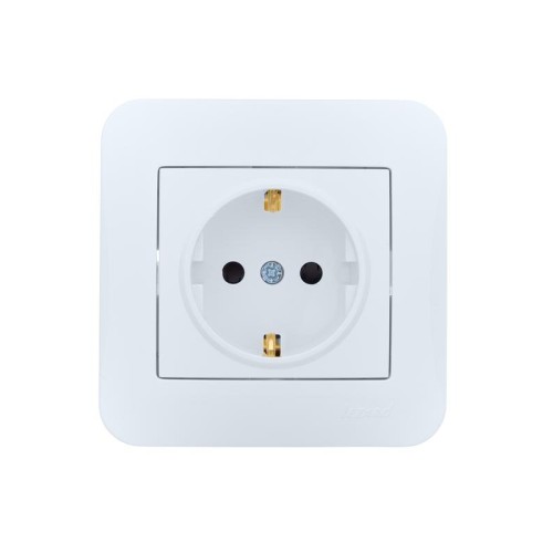 Розетка 1-м СП ASTI 16А IP20 с заземл. защ. шторки термопласт в сборе бел. LEZARD 7081-0202-124B