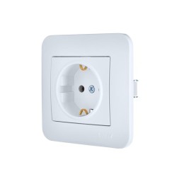 Розетка 1-м СП ASTI 16А IP20 с заземл. защ. шторки термопласт в сборе бел. LEZARD 7081-0202-124B