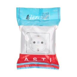 Розетка 1-м СП ASTI 16А IP20 с заземл. защ. шторки термопласт в сборе бел. LEZARD 7081-0202-124B