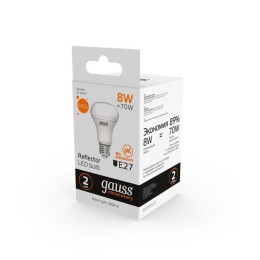 Лампа светодиодная Elementary 8Вт R63 рефлектор 3000К тепл. бел. E27 650лм GAUSS 63218