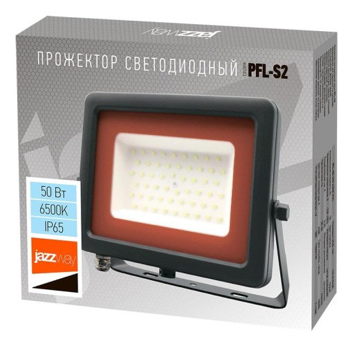 Прожектор светодиодный PFL-S2 50Вт 6500К IP65 220–240В ДО с клапаном закален. матов. стекло сер. Pro