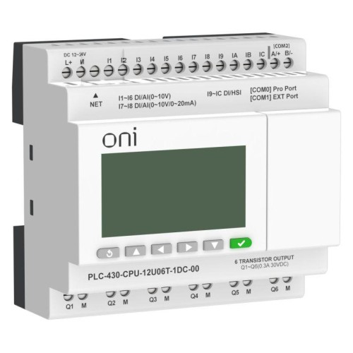 Модуль ЦПУ ПЛК 430 4 DI 6 UI (0-10В/DI) 2 UI (0-10В/0-20мА/DI) 6 TO 24В DC с Ethernet портом с экран