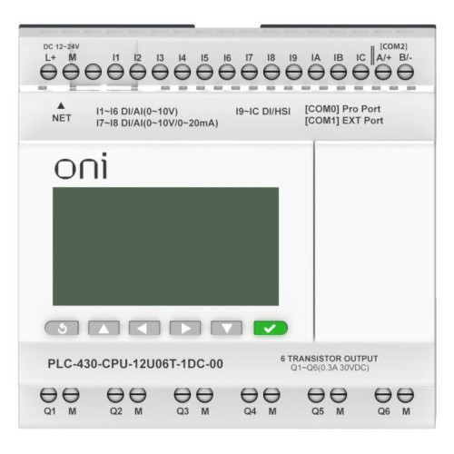 Модуль ЦПУ ПЛК 430 4 DI 6 UI (0-10В/DI) 2 UI (0-10В/0-20мА/DI) 6 TO 24В DC с Ethernet портом с экран
