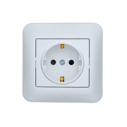 Розетка 1-м СП ASTI 16А IP20 с заземл. защ. шторки термопласт в сборе жемчуж./бел. перламутр. LEZARD