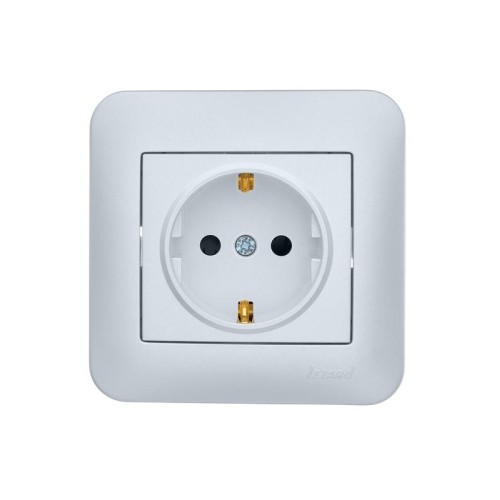 Розетка 1-м СП ASTI 16А IP20 с заземл. защ. шторки термопласт в сборе жемчуж./бел. перламутр. LEZARD