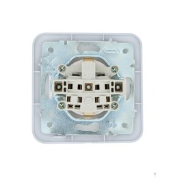 Розетка 1-м СП ASTI 16А IP20 с заземл. защ. шторки термопласт в сборе жемчуж./бел. перламутр. LEZARD