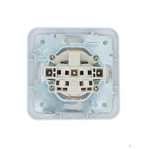 Розетка 1-м СП ASTI 16А IP20 с заземл. защ. шторки термопласт в сборе жемчуж./бел. перламутр. LEZARD