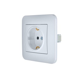 Розетка 1-м СП ASTI 16А IP20 с заземл. защ. шторки термопласт в сборе жемчуж./бел. перламутр. LEZARD