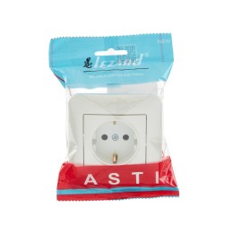Розетка 1-м СП ASTI 16А IP20 с заземл. защ. шторки термопласт в сборе жемчуж./бел. перламутр. LEZARD
