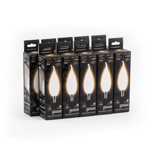 Лампа светодиодная филаментная Black Filament 5Вт свеча на ветру матовая 2700К тепл. бел. E14 420лм