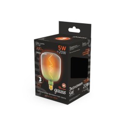 Лампа светодиодная филаментная Black Filament 5Вт V140 1800К тепл. бел. E27 200лм GAUSS 1009802105