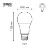 Лампа светодиодная Basic 13.5Вт A60 грушевидная 4100К нейтр. бел. E27 1300лм GAUSS 1023224