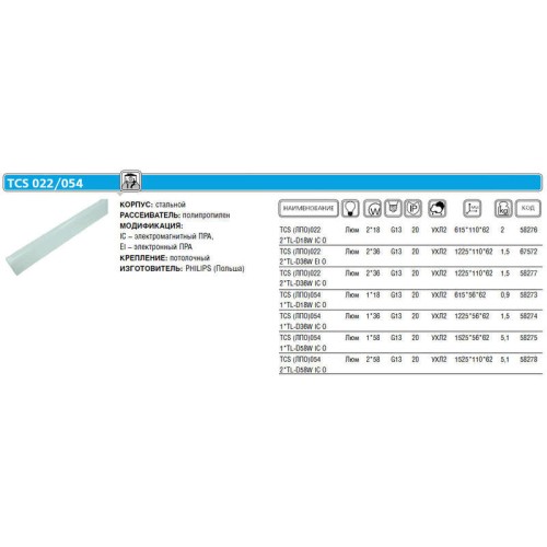 Светильник TCS022 2хTL-D36W HF O 2х36Вт G13 IP40 PHILIPS 910925327812