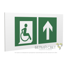 Знак безопасности PP-36162.E69"Напр. движения к эвакуац. выходу МГН прямо" Белый свет a18637