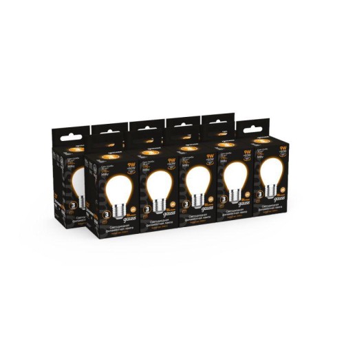 Лампа светодиодная филаментная Black Filament 9Вт P45 шар матовая 3000К тепл. бел. E27 590лм GAUSS 1