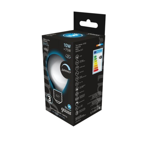 Лампа светодиодная филаментная Black Filament 10Вт A160 грушевидная матовая 4100К нейтр. бел. E27 89
