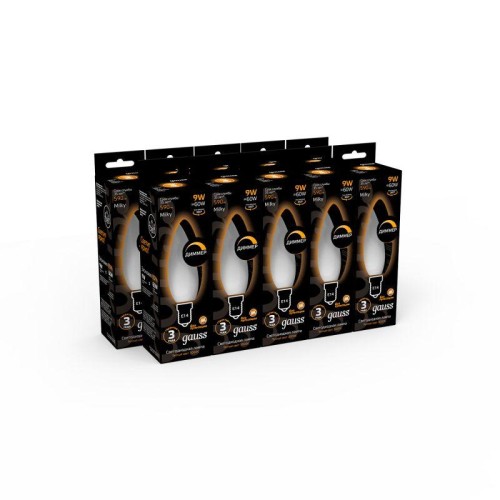 Лампа светодиодная филаментная Black Filament 9Вт свеча матовая 3000К тепл. бел. E14 590лм диммир. G