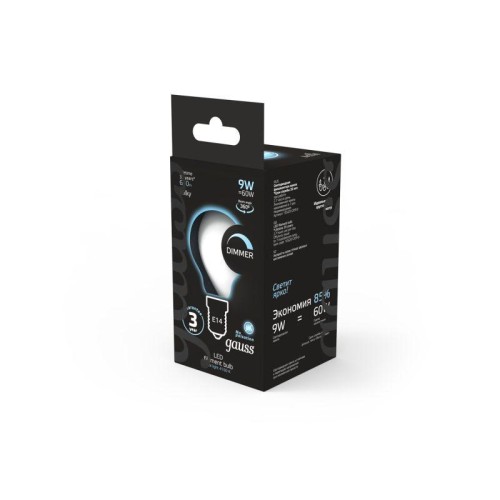 Лампа светодиодная филаментная Black Filament 9Вт P45 шар матовая 4100К нейтр. бел. E14 610лм диммир