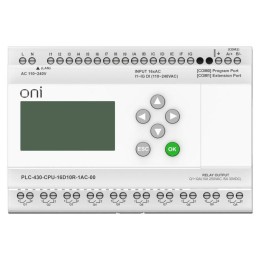 Модуль ЦПУ ПЛК 430 16 DI 10 RO 220В AC с Ethernet портом с экраном ONI PLC-430-CPU-16D10R-1AC-00