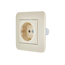 Розетка 1-м СП ASTI 16А IP20 с заземл. защ. шторки термопласт в сборе крем. LEZARD 7081-0303-124B