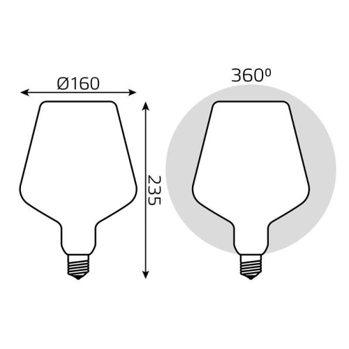 Лампа светодиодная филаментная Black Filament 9Вт V160 матовая 4100К нейтр. бел. E27 890лм GAUSS 101