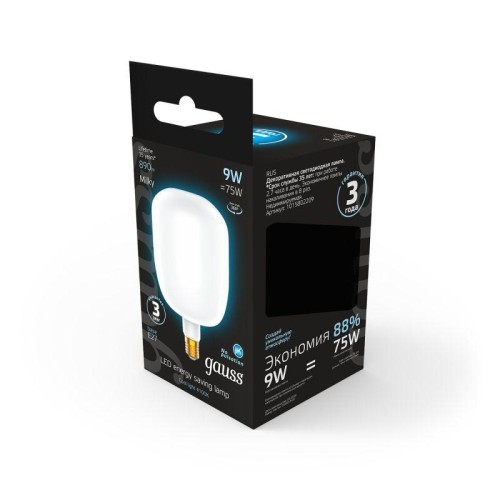 Лампа светодиодная филаментная Black Filament 9Вт V140 матовая 4100К нейтр. бел. E27 890лм GAUSS 101