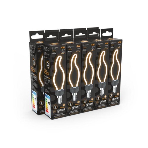 Лампа светодиодная филаментная Black Filament 4Вт контурная Artline свеча матовая 2700К тепл. бел. E