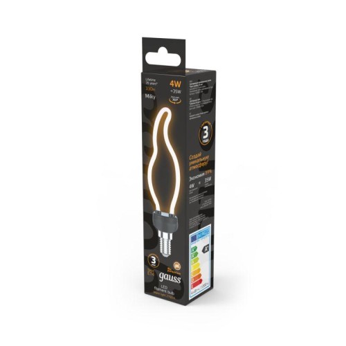 Лампа светодиодная филаментная Black Filament 4Вт контурная Artline свеча матовая 2700К тепл. бел. E