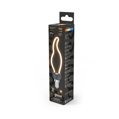 Лампа светодиодная филаментная Black Filament 4Вт контурная Artline свеча матовая 2700К тепл. бел. E
