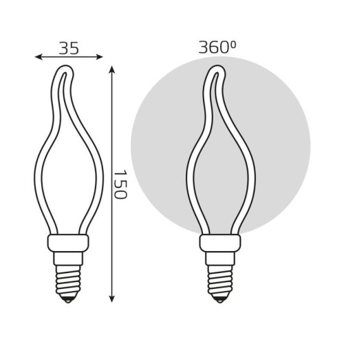 Лампа светодиодная филаментная Black Filament 4Вт контурная Artline свеча матовая 2700К тепл. бел. E